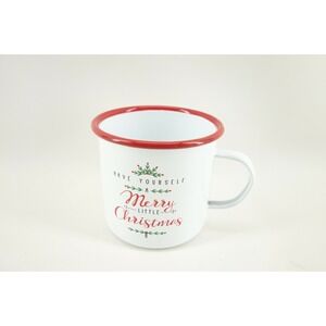 ROBERT STANLEY Camping Tin Metal Coffee Mug Enameled Merry Little Christmas